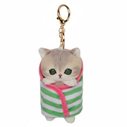 Licensed Mofusand Kitten in a Blanket Green Stripes